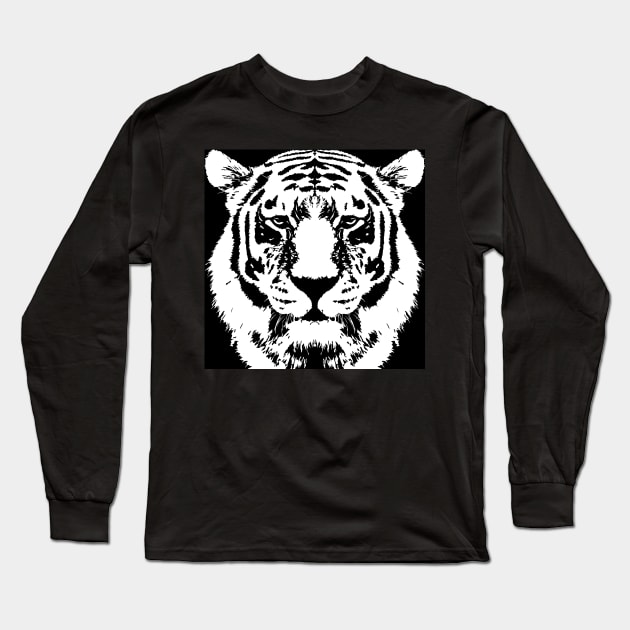 White and Black Tiger Long Sleeve T-Shirt by hobrath